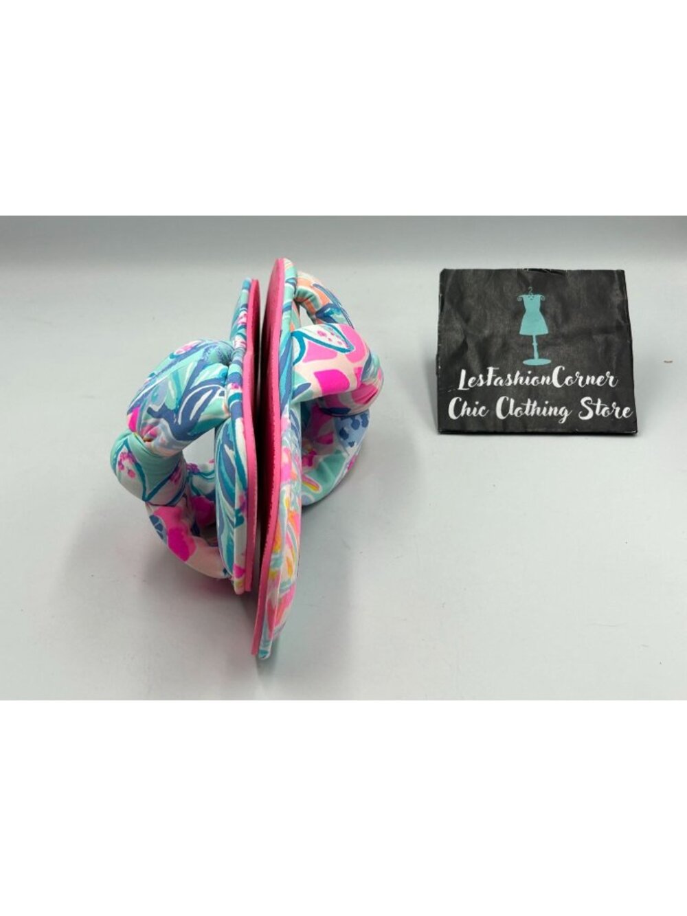 NWOT Lilly Pulitzer In The Sea Glass Aqua Rainforest Pool Slippers Sz S/M 3334 - Picture 12 of 16